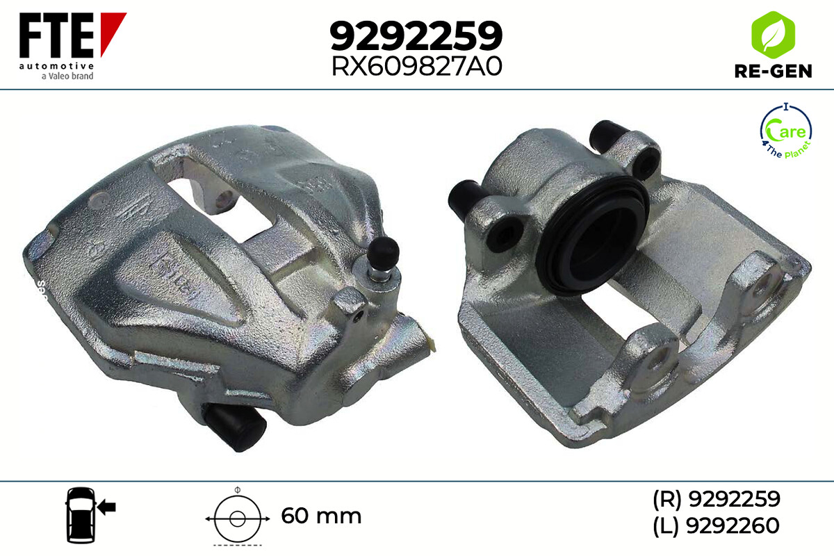 FTE Bremsekaliper 9292259 venstre foraksel for MERCEDES-BENZ VW