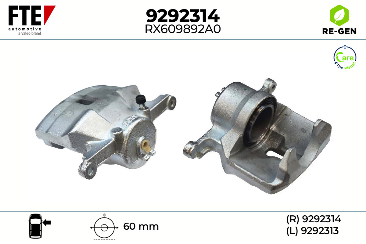 FTE Bremsekaliper 9292314 højre foraksel for NISSAN RENAULT