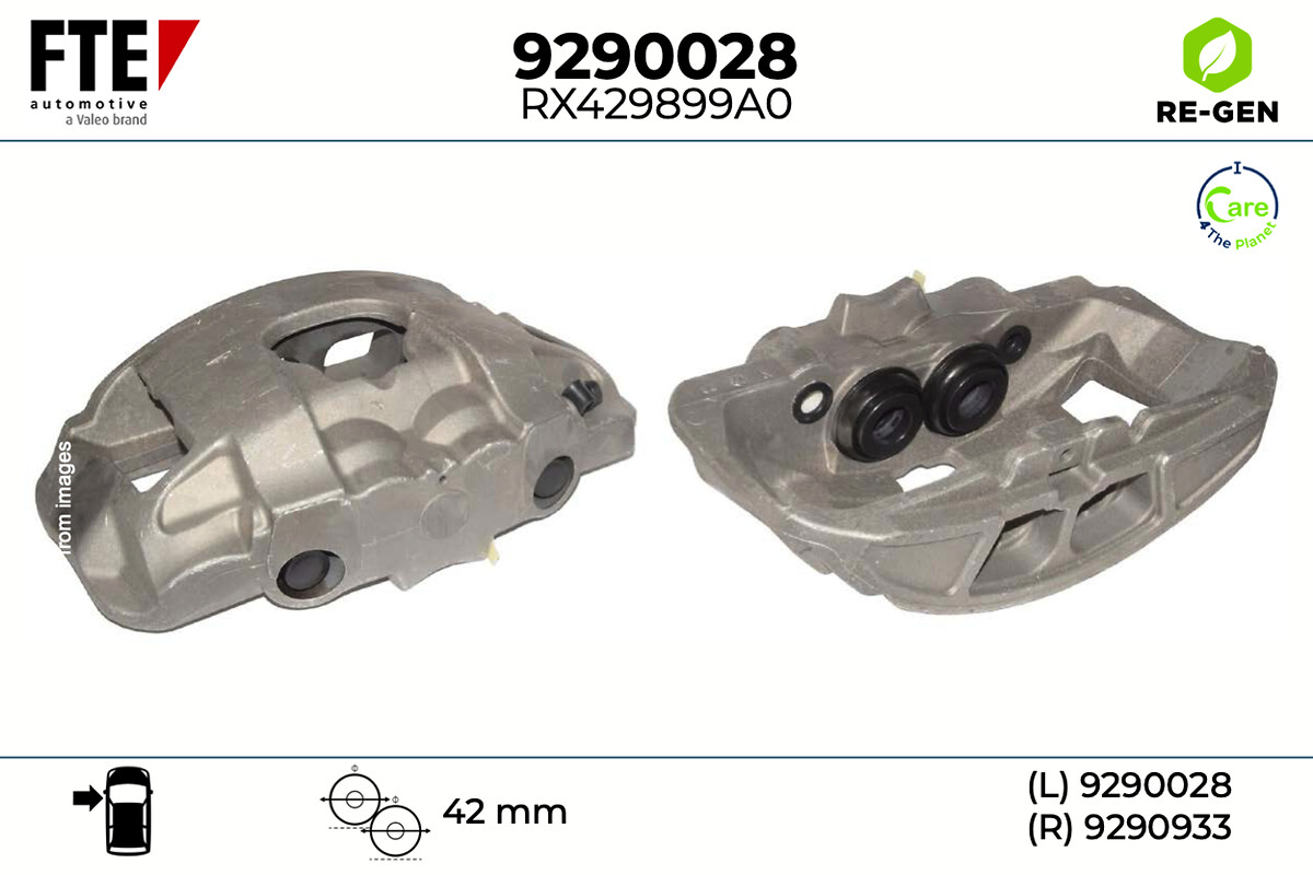 FTE Bremsekaliper 9290028 venstre foraksel for VW AUDI