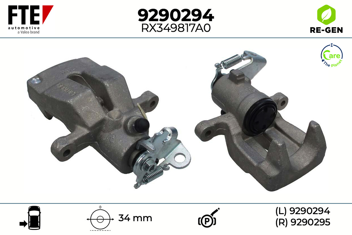 FTE Bremsekaliper 9290294 Bagaksel venstre for RENAULT