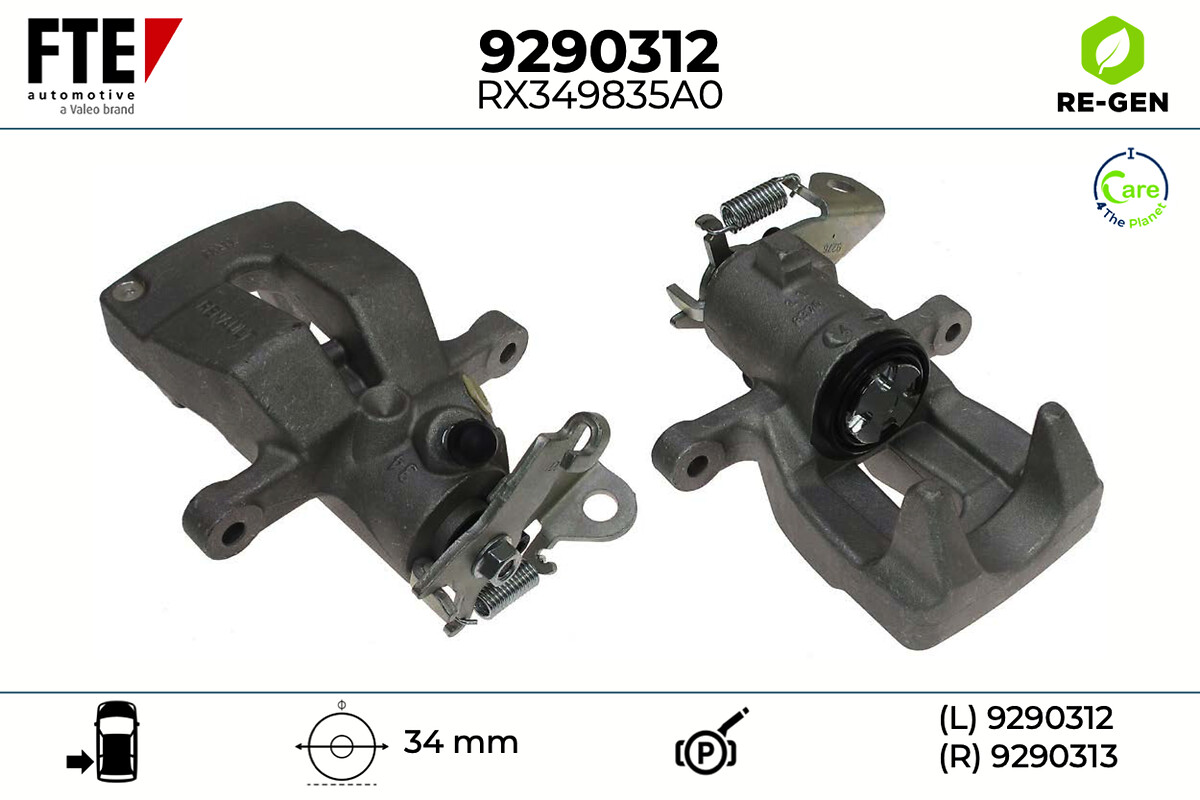 FTE Bremsekaliper 9290312 Bagaksel venstre for RENAULT