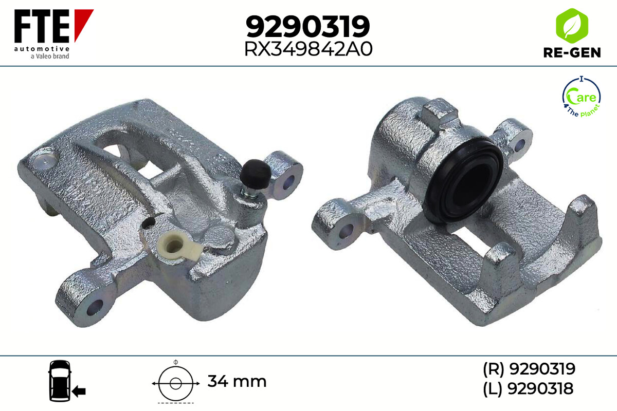 FTE Bremsekaliper 9290319 Bagaksel højre for TOYOTA