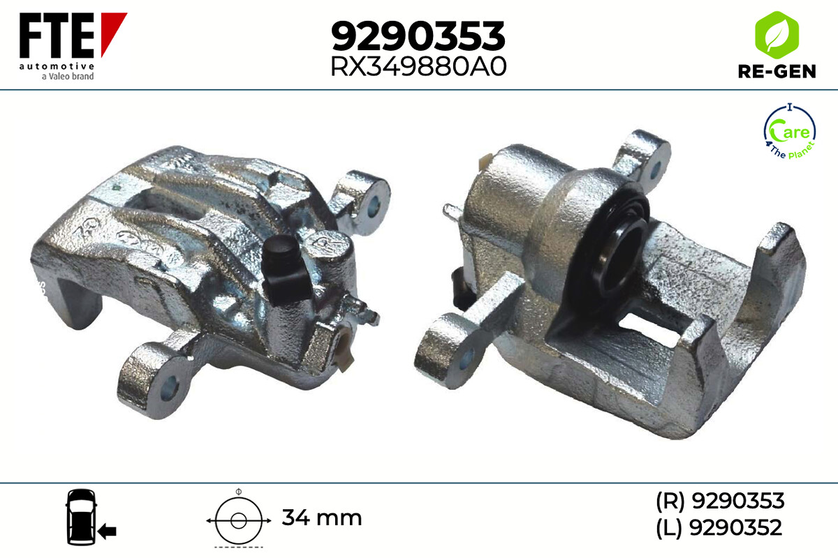FTE Bremsekaliper 9290353 Bagaksel højre for KIA