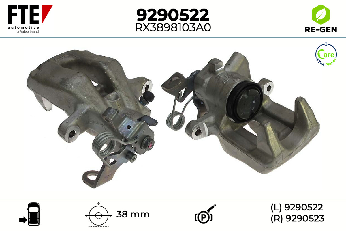 FTE Bremsekaliper 9290522 Bagaksel venstre for PEUGEOT