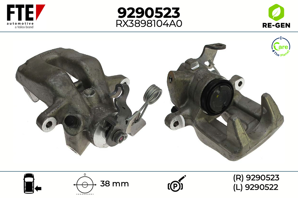 FTE Bremsekaliper 9290523 Bagaksel højre for PEUGEOT