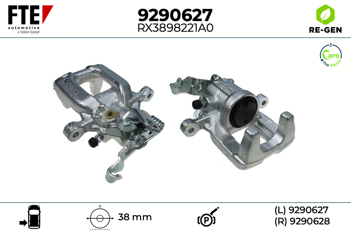 FTE Bremsekaliper 9290627 Bagaksel venstre for SKODA