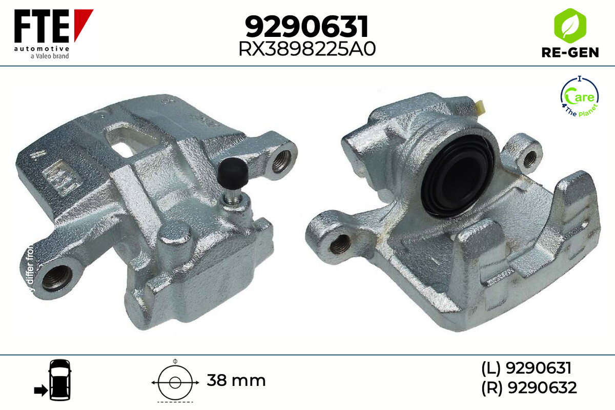 FTE Bremsekaliper 9290631 Bagaksel venstre for PEUGEOT MITSUBISHI