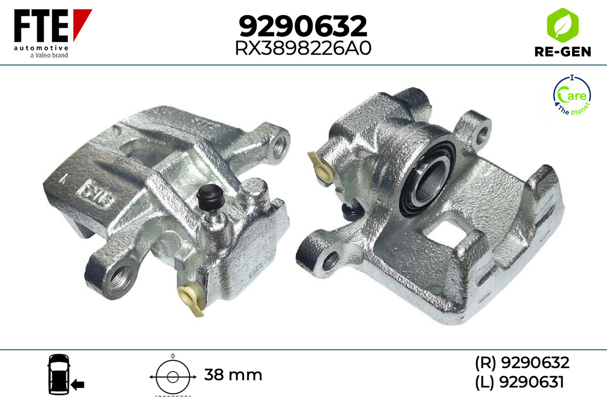 FTE Bremsekaliper 9290632 Bagaksel højre for PEUGEOT MITSUBISHI