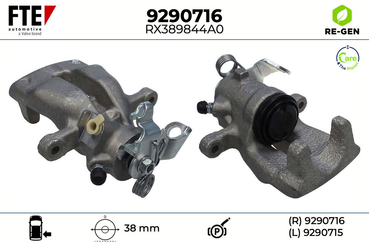 FTE Bremsekaliper 9290716 Bagaksel højre for VAUXHALL CHEVROLET