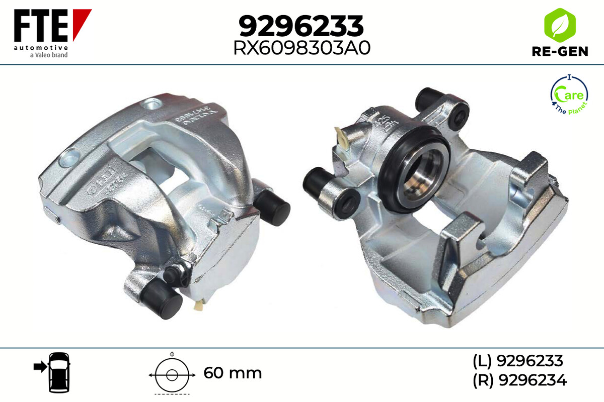 FTE Bremsekaliper 9296233 venstre foraksel for VOLVO