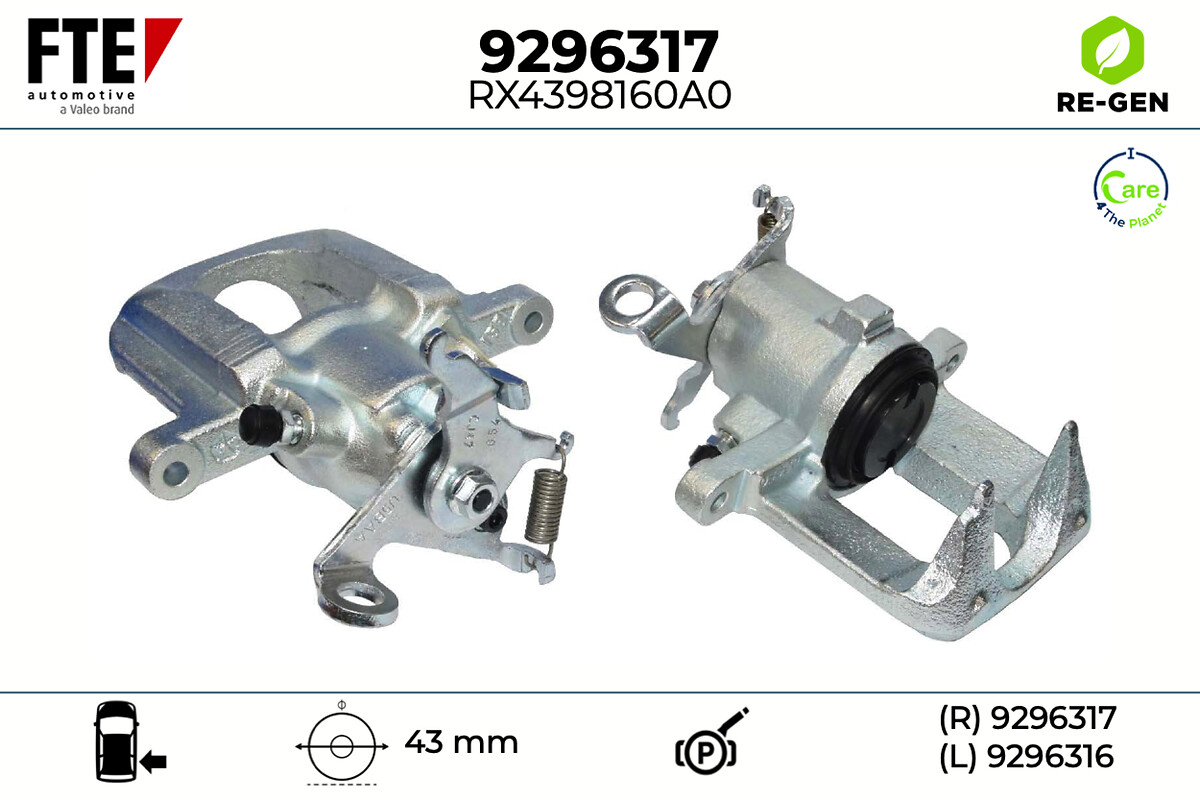 FTE Bremsekaliper 9296317 Bagaksel højre for FIAT