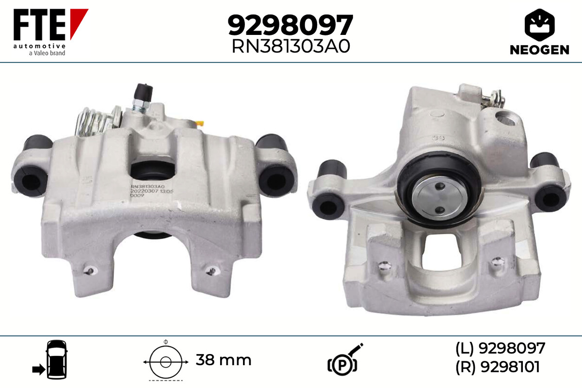FTE Bremsekaliper 9298097 Bagaksel venstre for RENAULT
