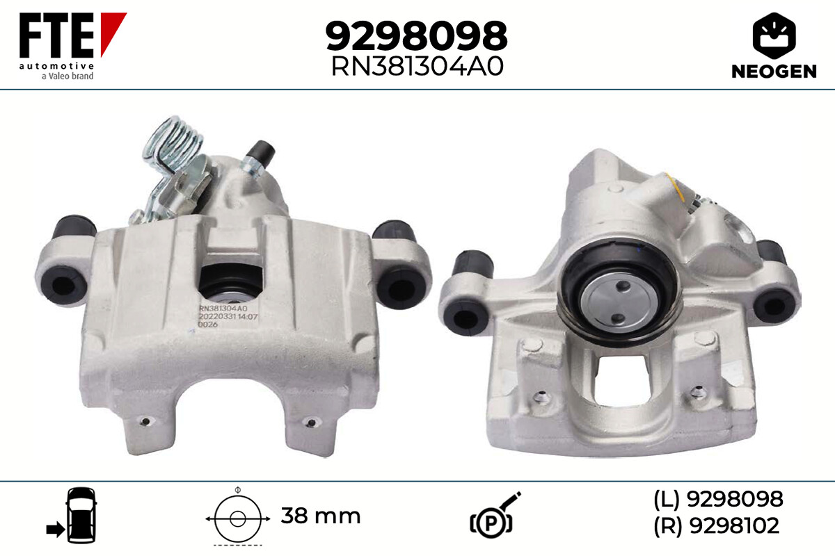 FTE Bremsekaliper 9298098 Bagaksel venstre for FORD VOLVO MAZDA
