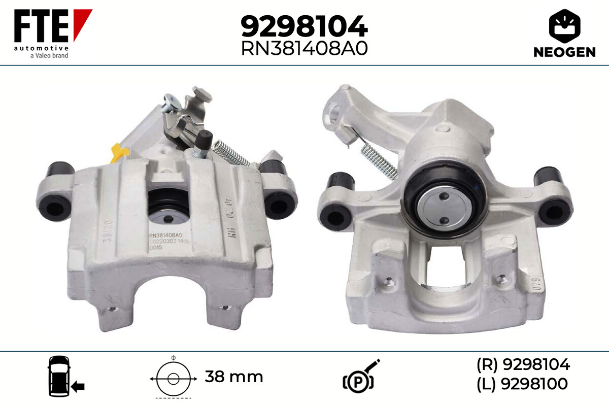 FTE Bremsekaliper 9298104 Bagaksel højre for OPEL CADILLAC VAUXHALL