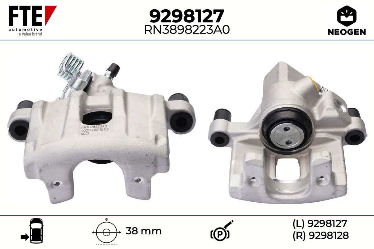 FTE Bremsekaliper 9298127 Bagaksel venstre for FORD VOLVO MAZDA