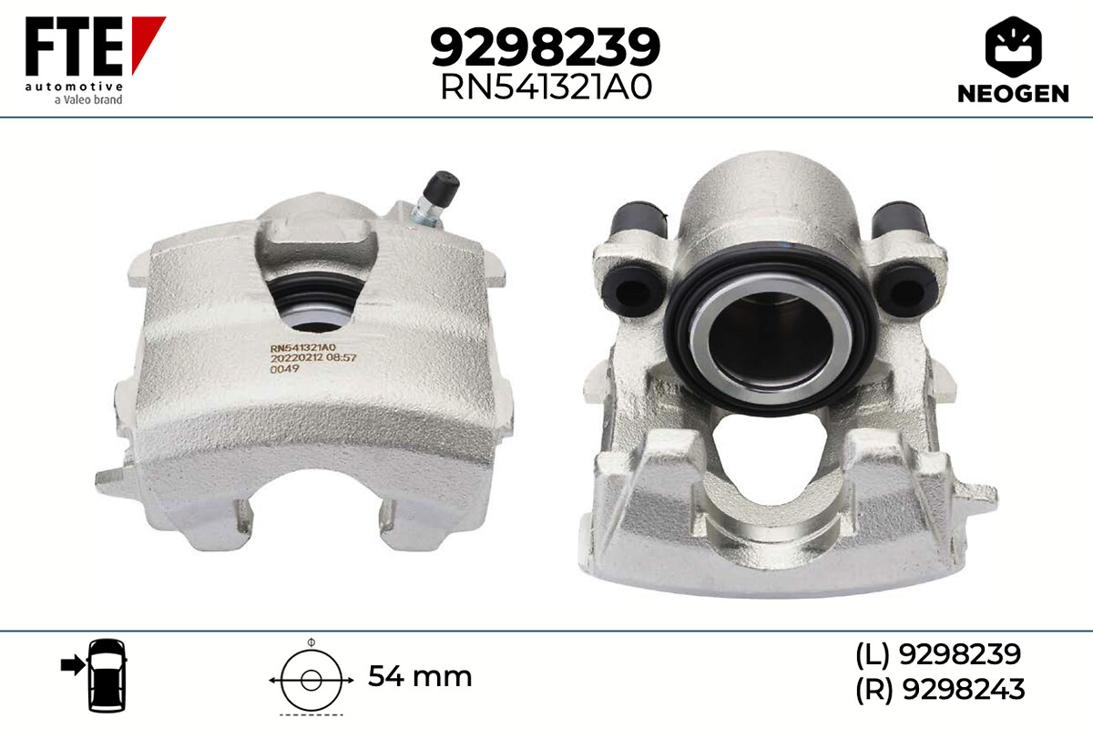 FTE Bremsekaliper 9298239 venstre foraksel for VW
