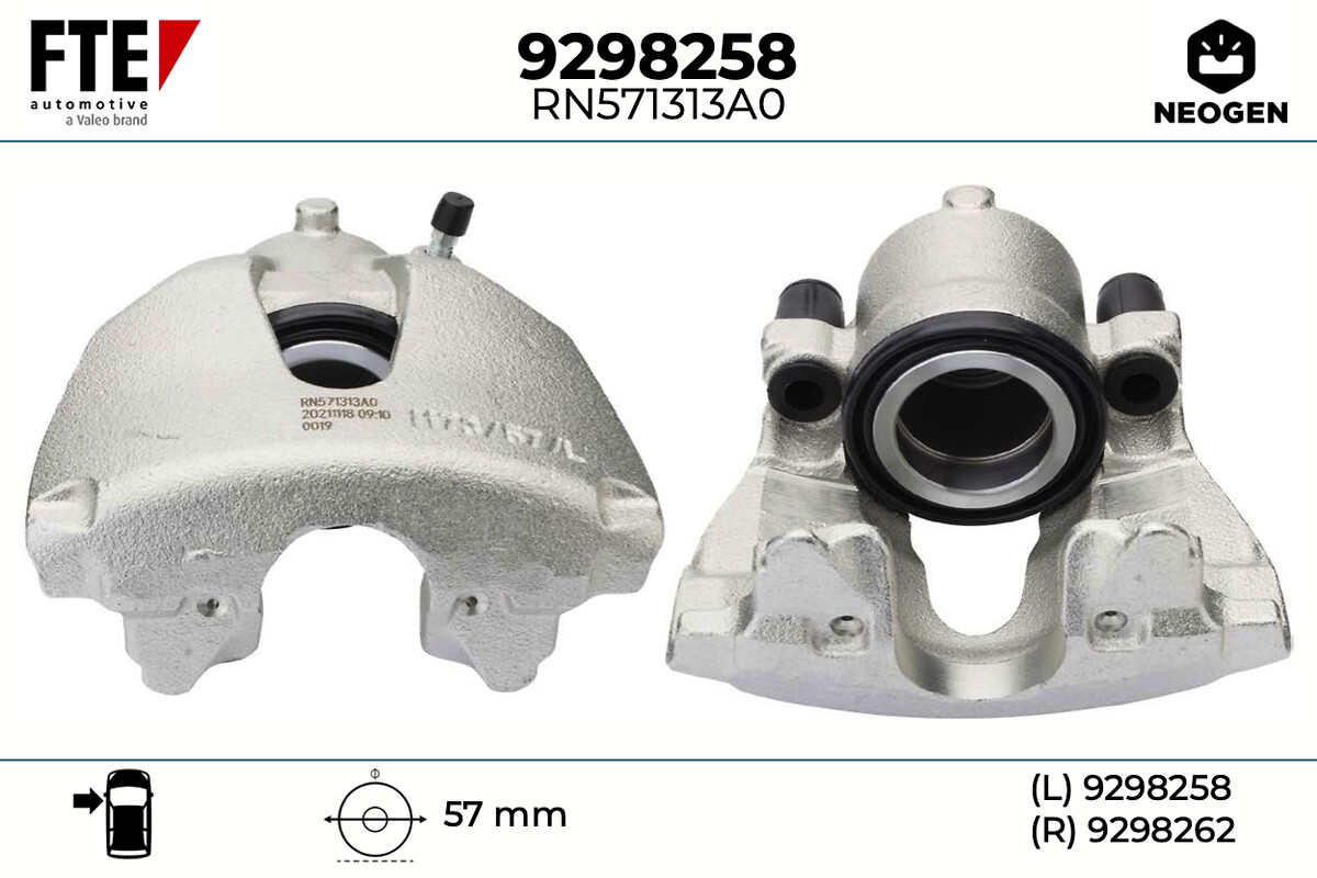FTE Bremsekaliper 9298258 venstre foraksel for OPEL SAAB CHEVROLET VAUXHALL
