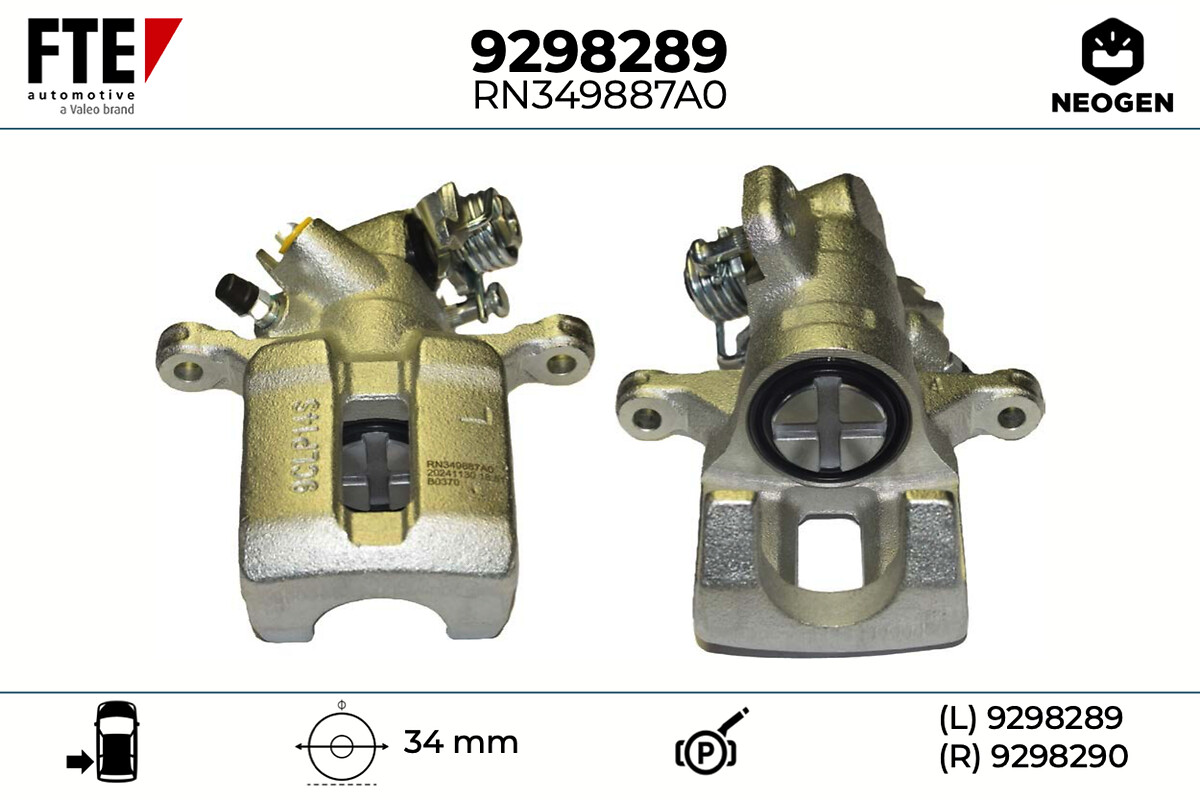 FTE Bremsekaliper 9298289 Bagaksel venstre for ACURA HONDA