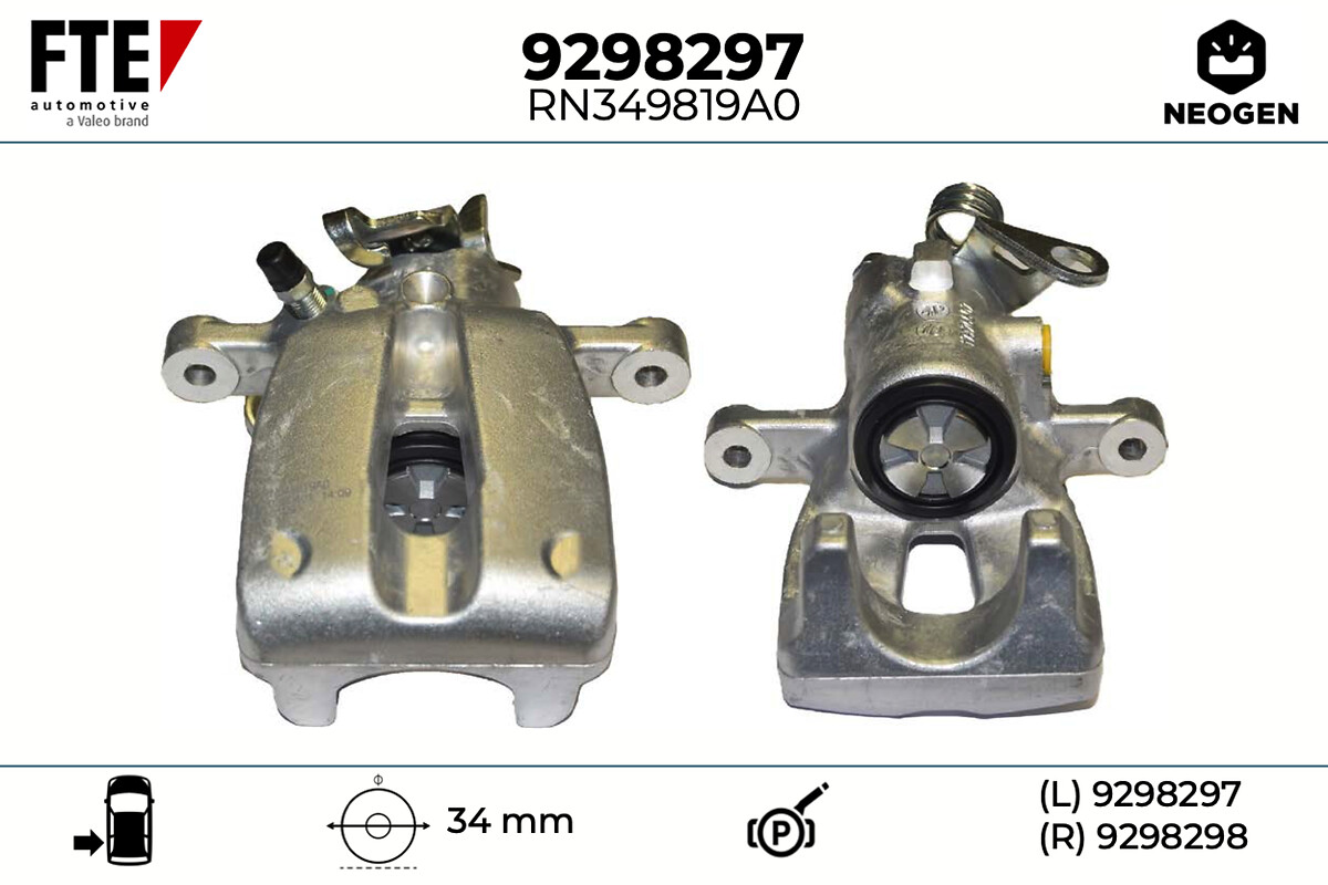 FTE Bremsekaliper 9298297 Bagaksel venstre for ABARTH FIAT