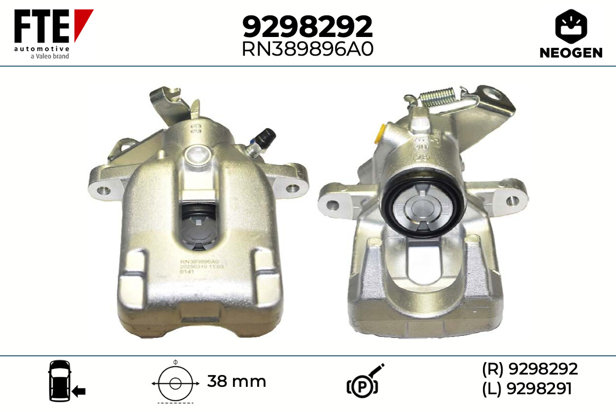 FTE Bremsekaliper 9298292 Bagaksel højre for PEUGEOT