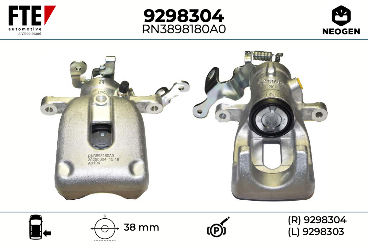FTE Bremsekaliper 9298304 Bagaksel højre for PEUGEOT