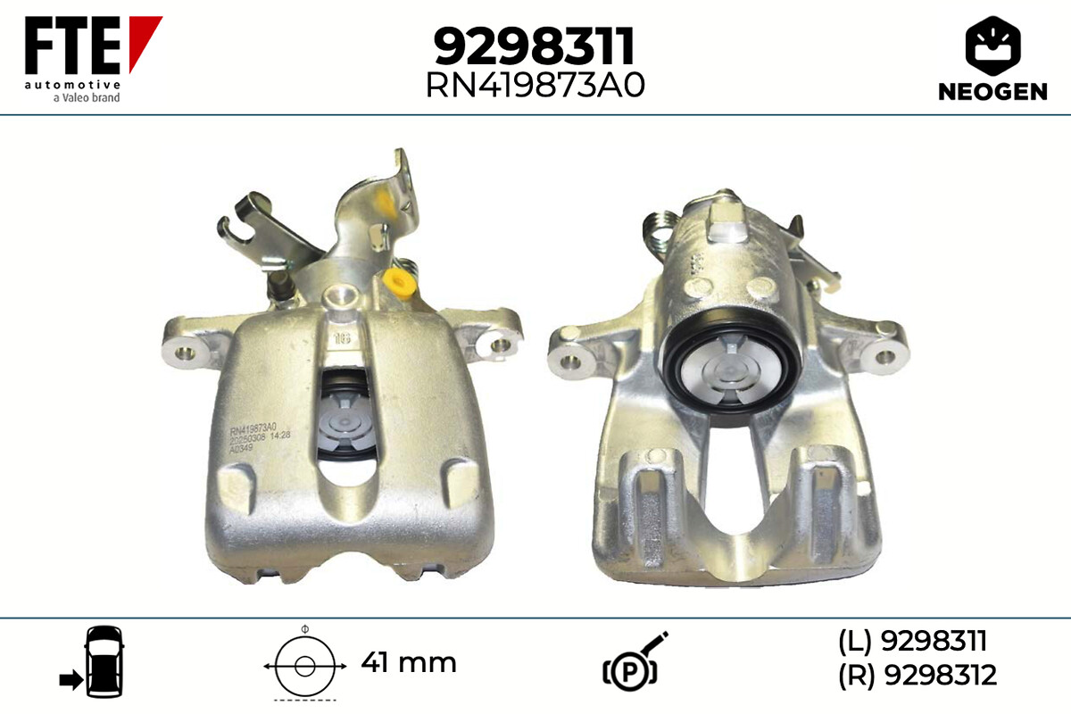 FTE Bremsekaliper 9298311 Bagaksel venstre for OPEL VAUXHALL