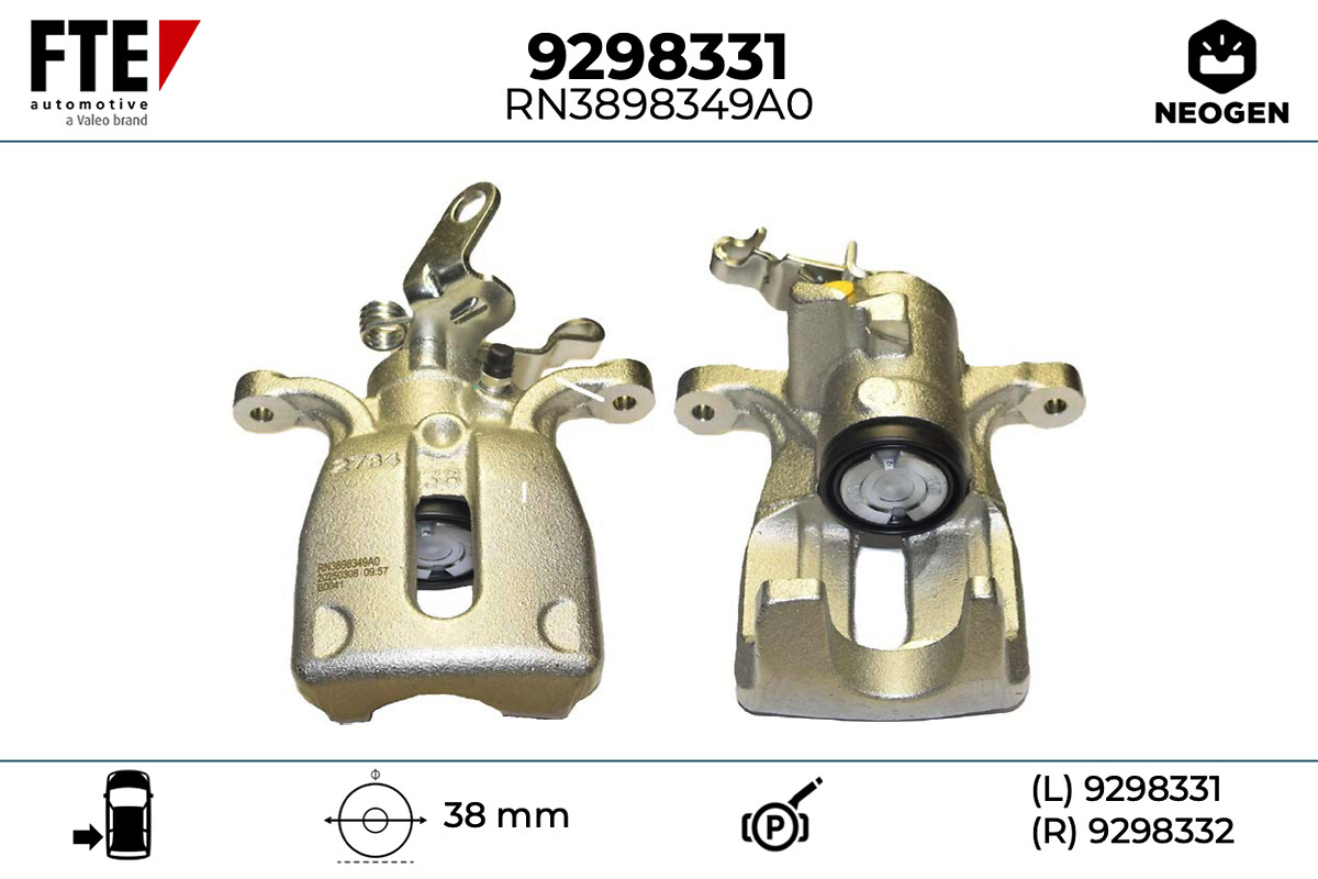 FTE Bremsekaliper 9298331 Bagaksel venstre for VW SKODA