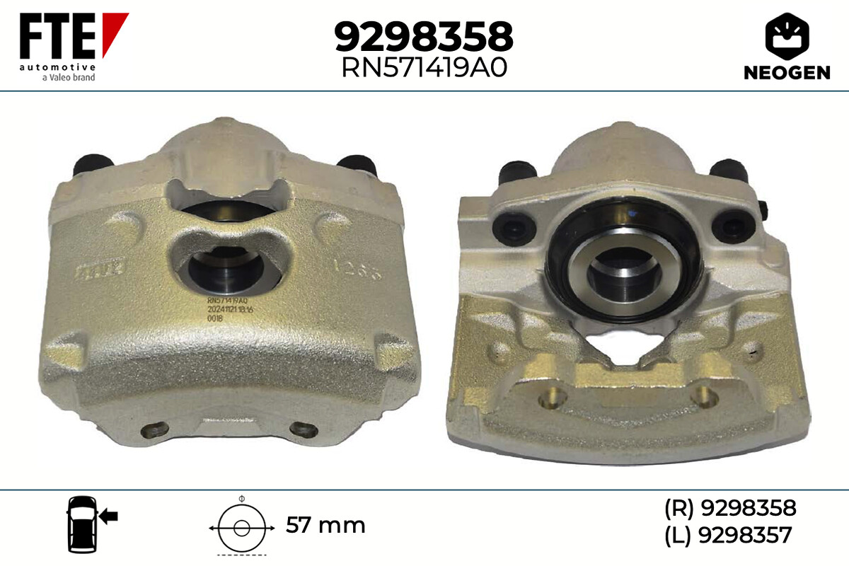 FTE Bremsekaliper 9298358 højre foraksel for OPEL FIAT VAUXHALL