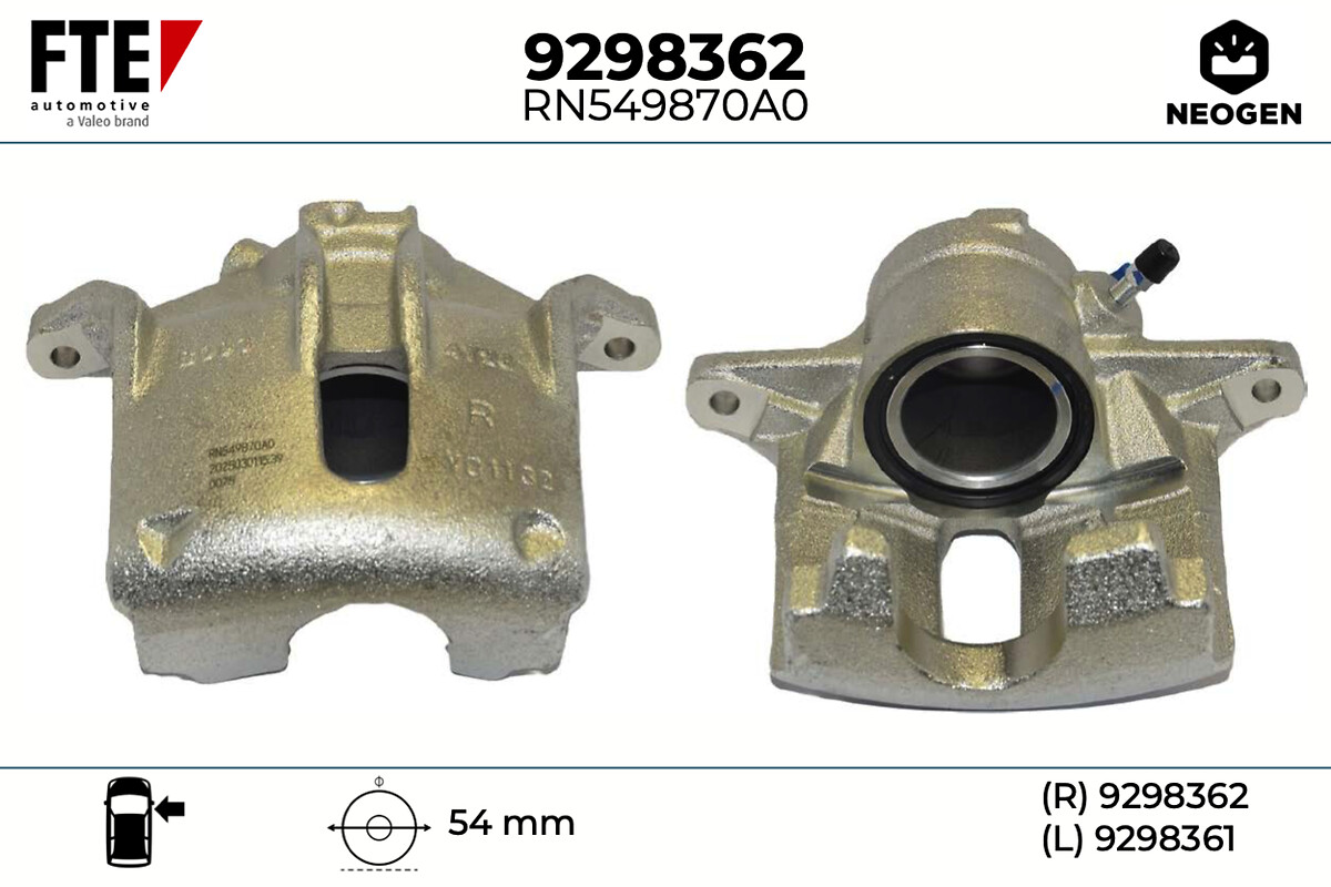 FTE Bremsekaliper 9298362 højre foraksel for DS VAUXHALL PEUGEOT