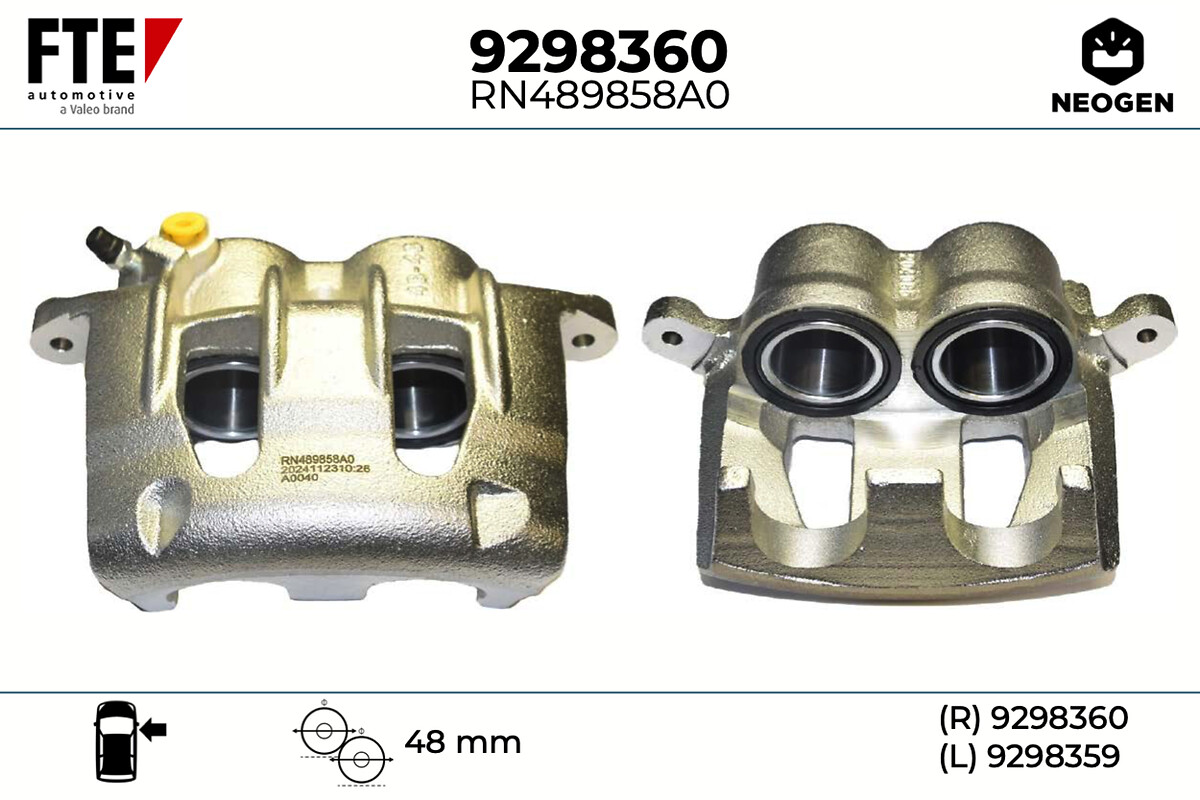 FTE Bremsekaliper 9298360 højre foraksel for FORD NISSAN