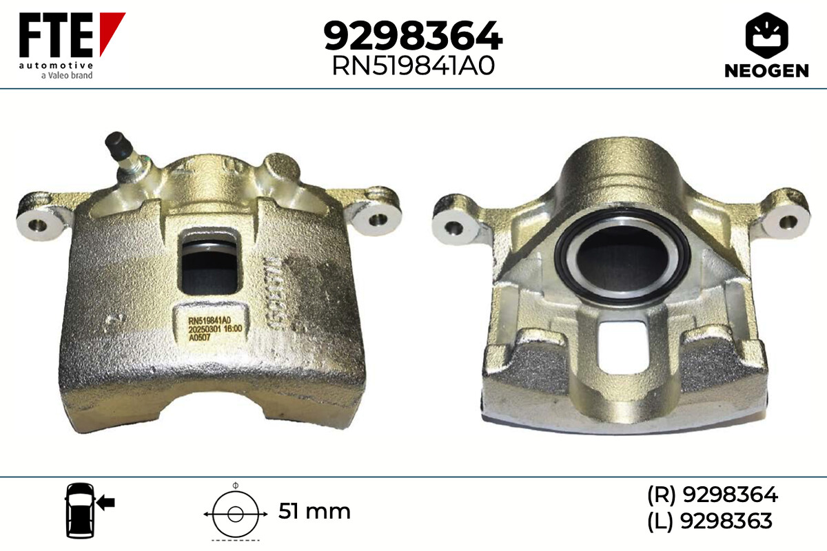 FTE Bremsekaliper 9298364 højre foraksel for HONDA