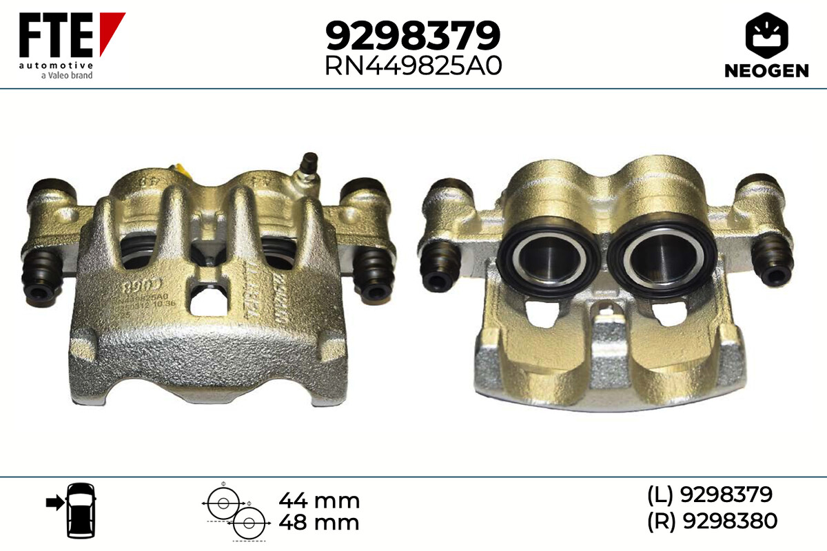 FTE Bremsekaliper 9298379 venstre foraksel for FIAT PEUGEOT CITROËN VAUXHALL