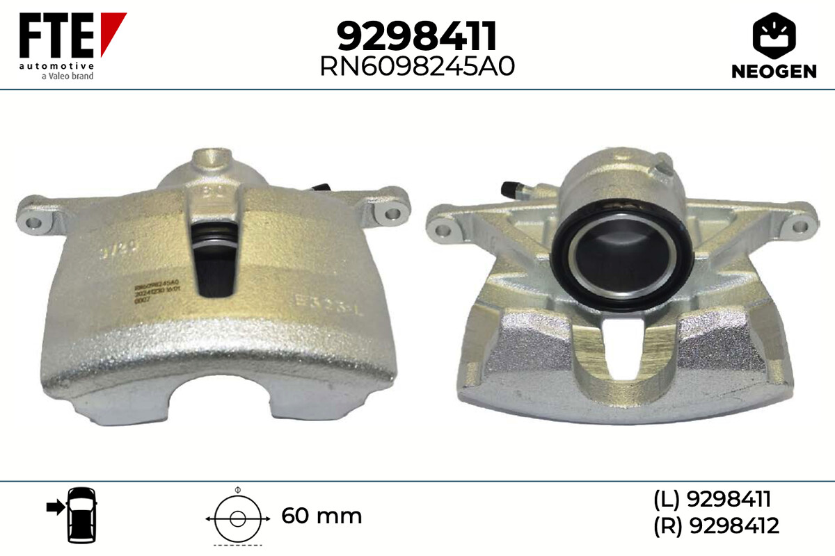 FTE Bremsekaliper 9298411 venstre foraksel for VW