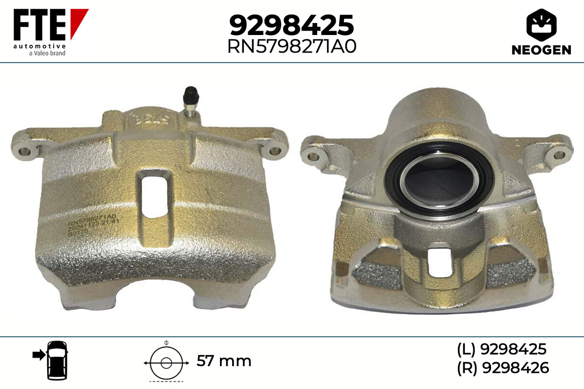 FTE Bremsekaliper 9298425 venstre foraksel for RENAULT