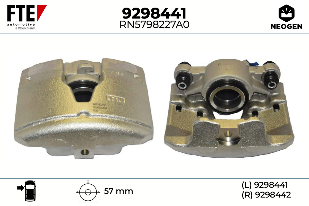 FTE Bremsekaliper 9298441 venstre foraksel for AUDI
