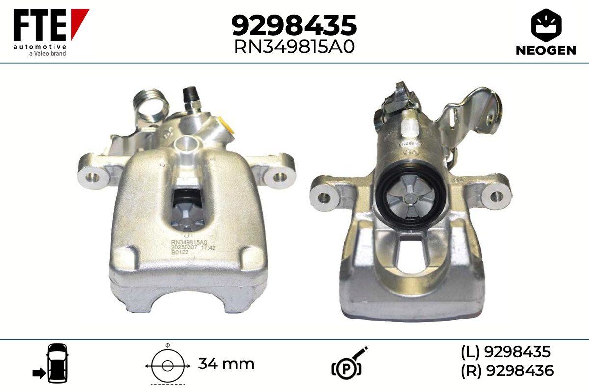 FTE Bremsekaliper 9298435 Bagaksel venstre for RENAULT