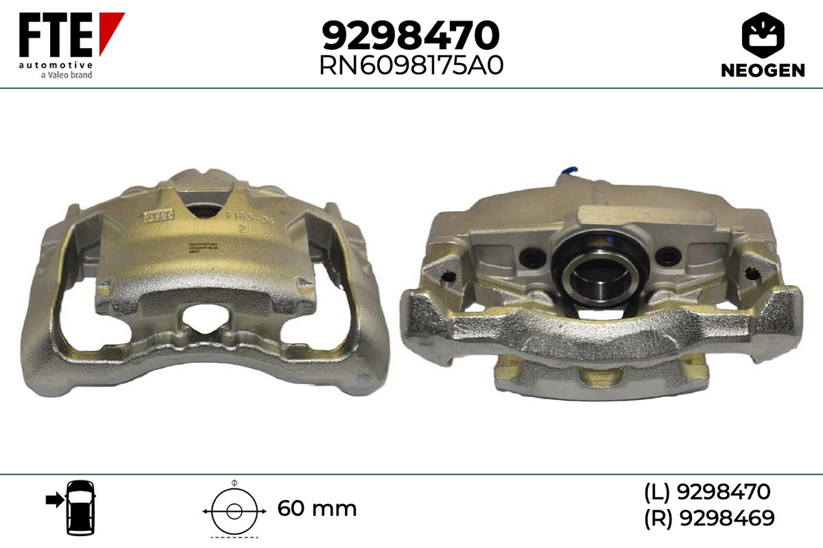 FTE Bremsekaliper 9298470 venstre foraksel for FORD VOLVO