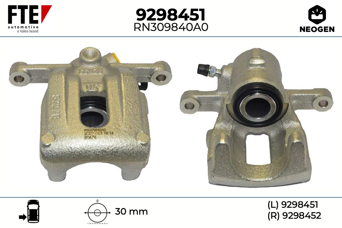 FTE Bremsekaliper 9298451 Bagaksel venstre for MERCEDES-BENZ
