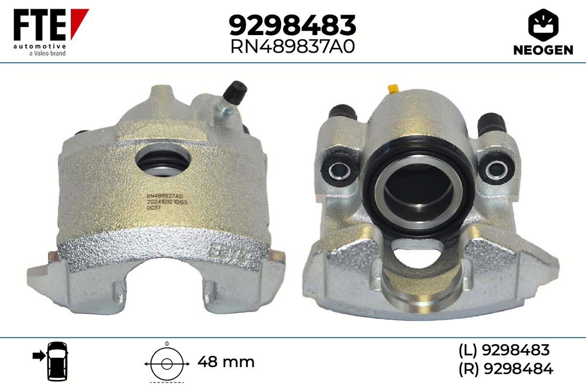 FTE Bremsekaliper 9298483 venstre foraksel for VW