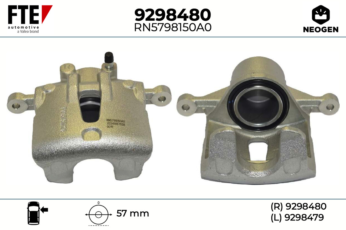 FTE Bremsekaliper 9298480 højre foraksel for HYUNDAI KIA