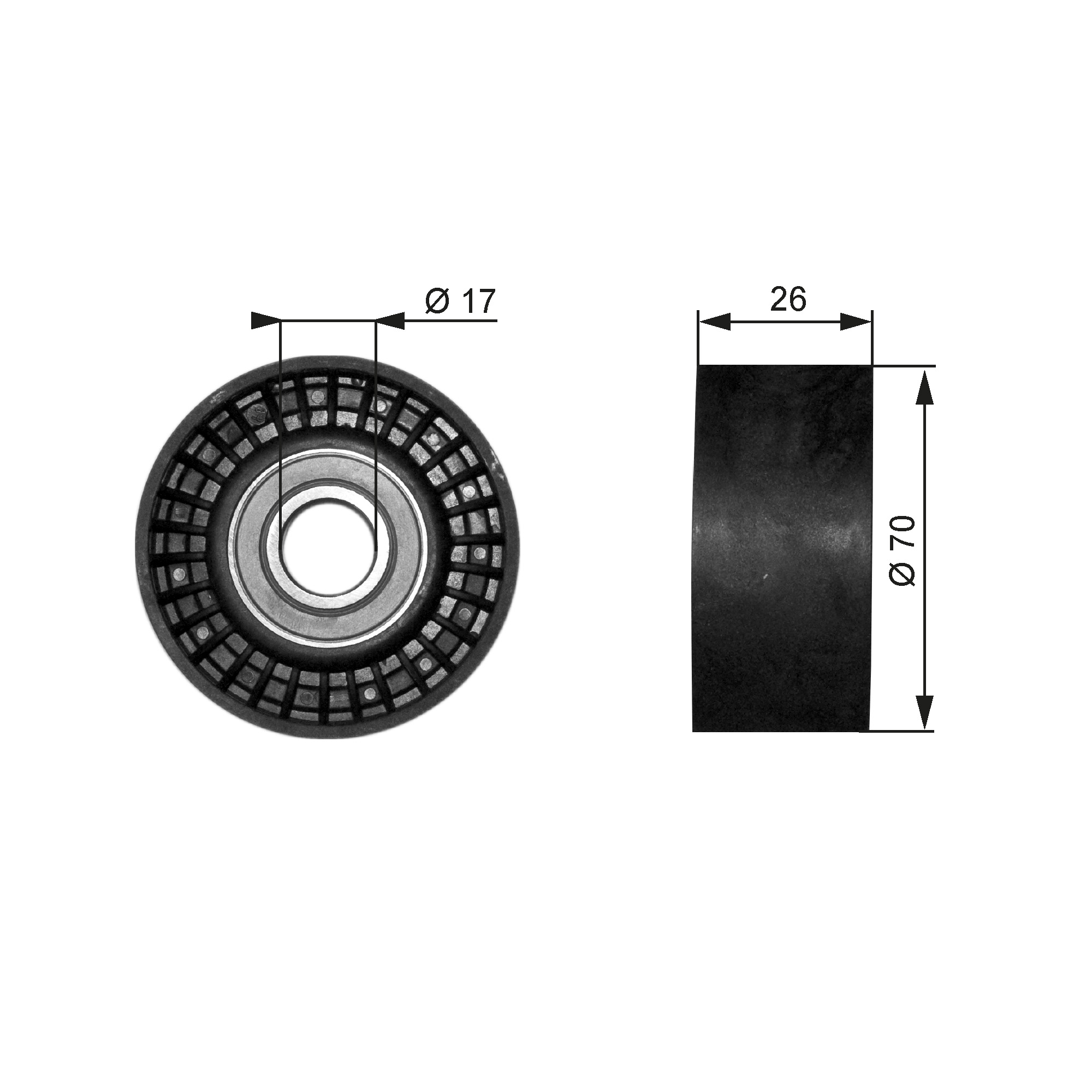 GATES Medløberhjul, multi-V-rem t38018 for CHEVROLET BMW JEEP CHRYSLER