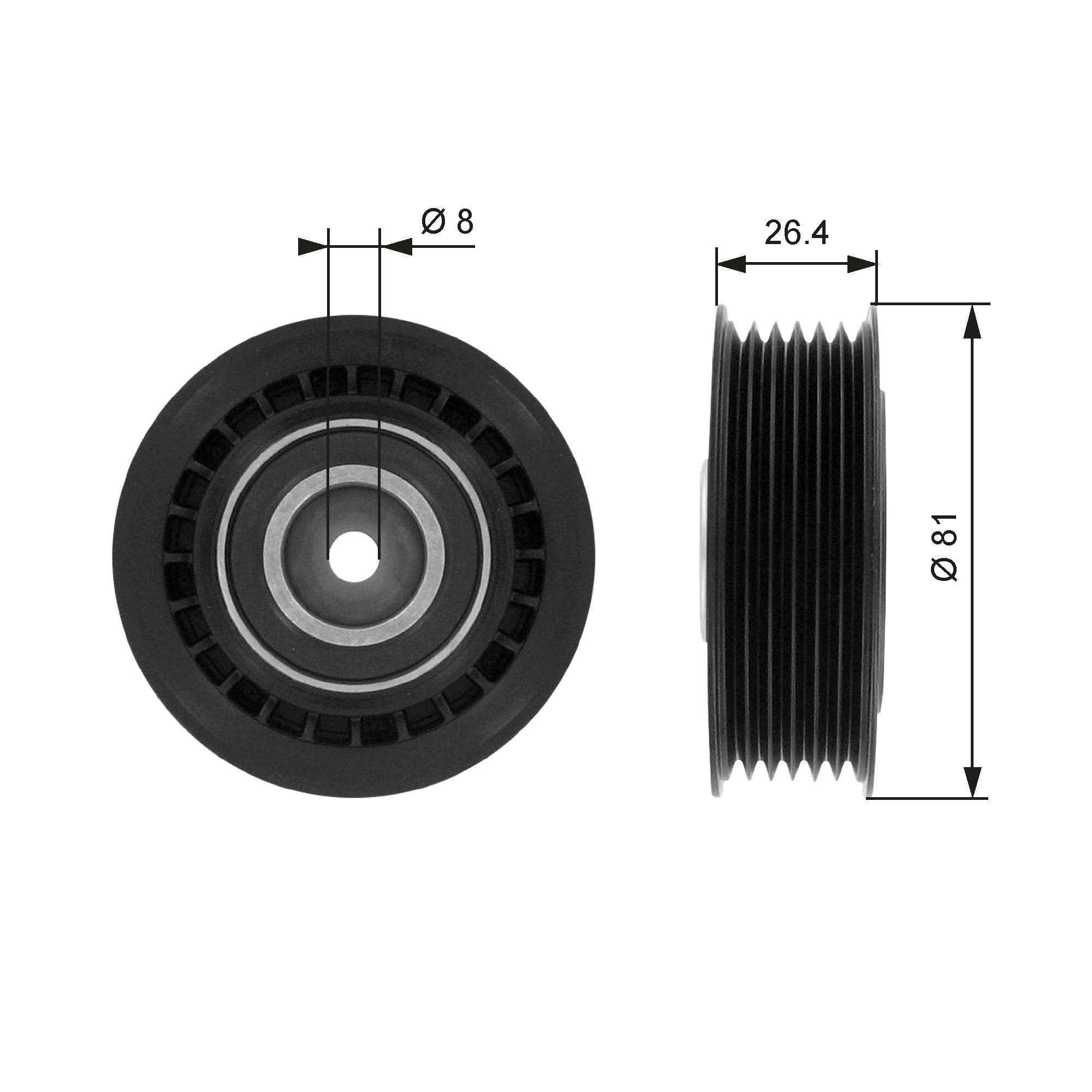 GATES Strammehjul, kilerem t36000 for VW