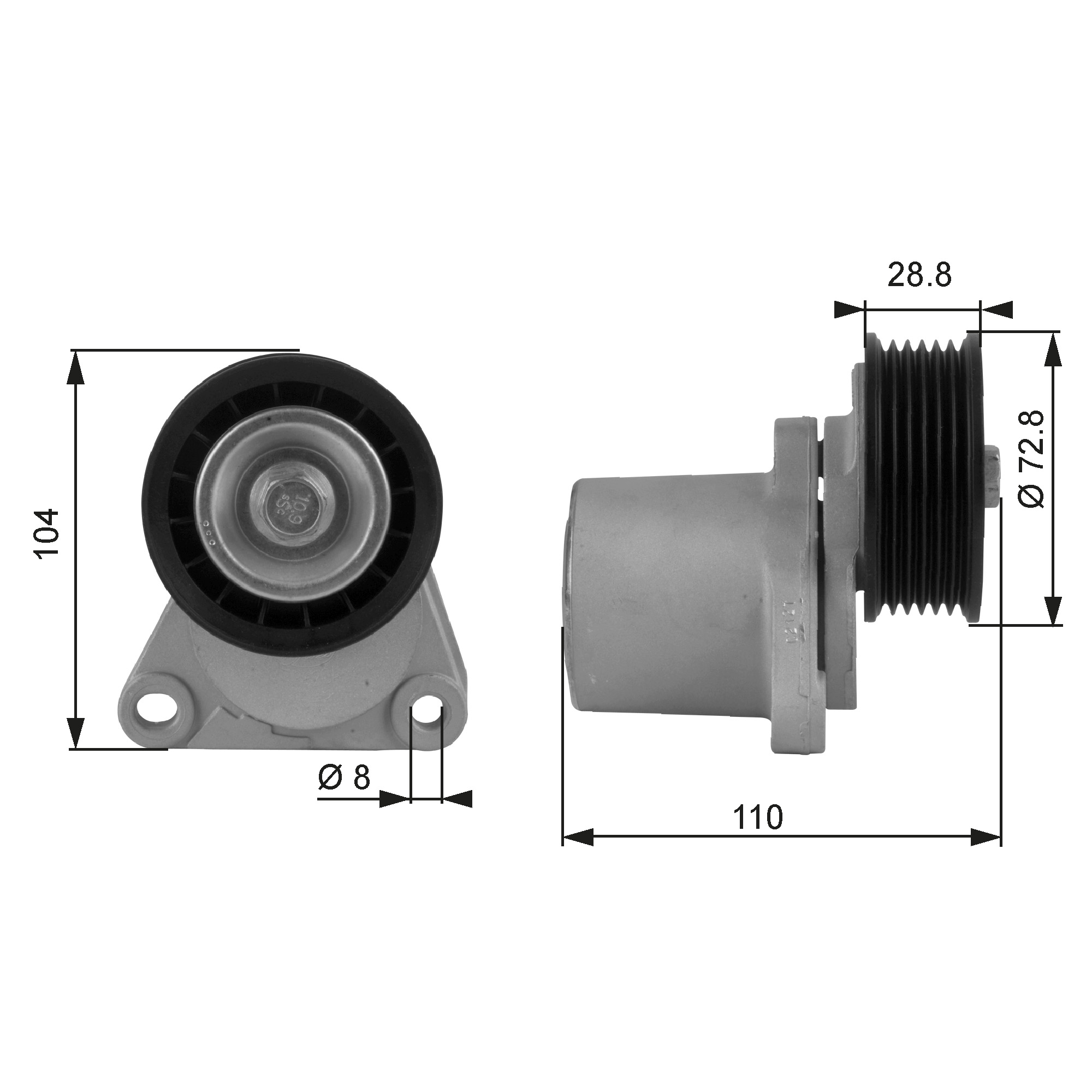 GATES Remstrammer, kilerem t38204 for FORD VOLVO