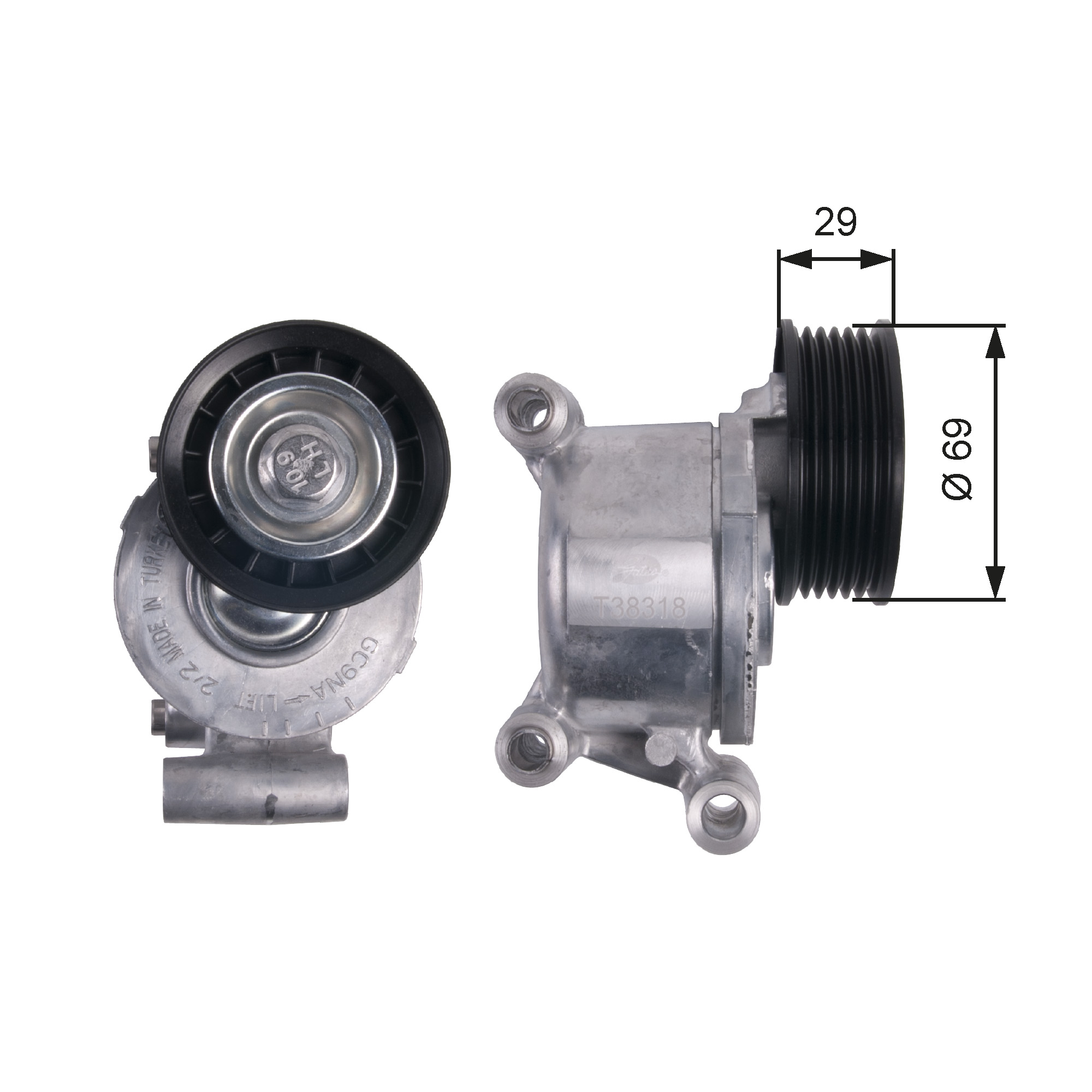 GATES Remstrammer, kilerem t38318 for FORD VOLVO