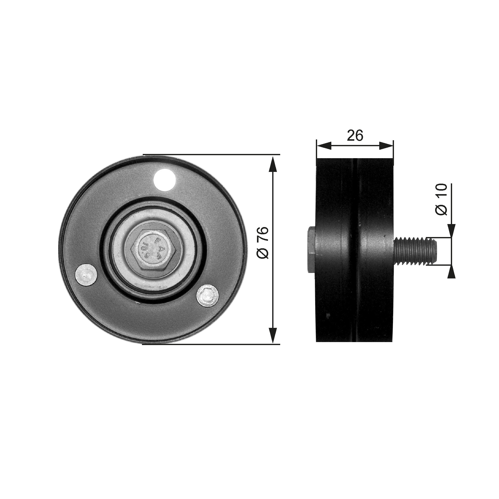 GATES Medløberhjul, multi-V-rem t36083 for VW