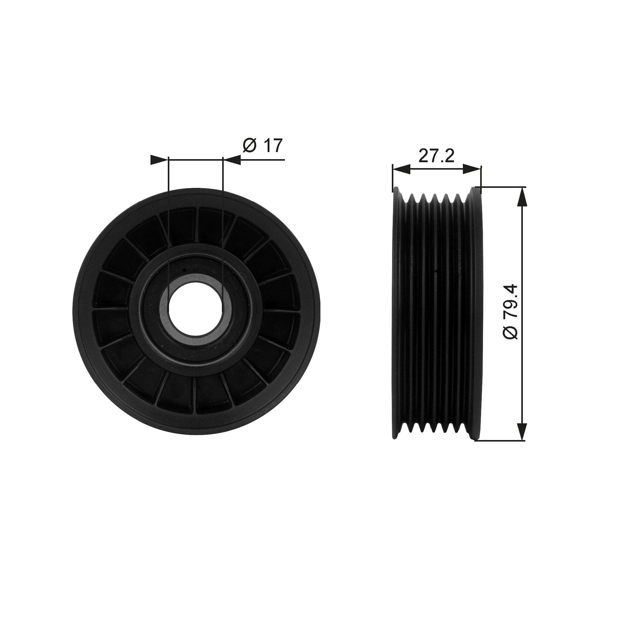 GATES Medløberhjul, multi-V-rem t38009 for BUICK CHEVROLET PONTIAC JEEP CHRYSLER HONDA