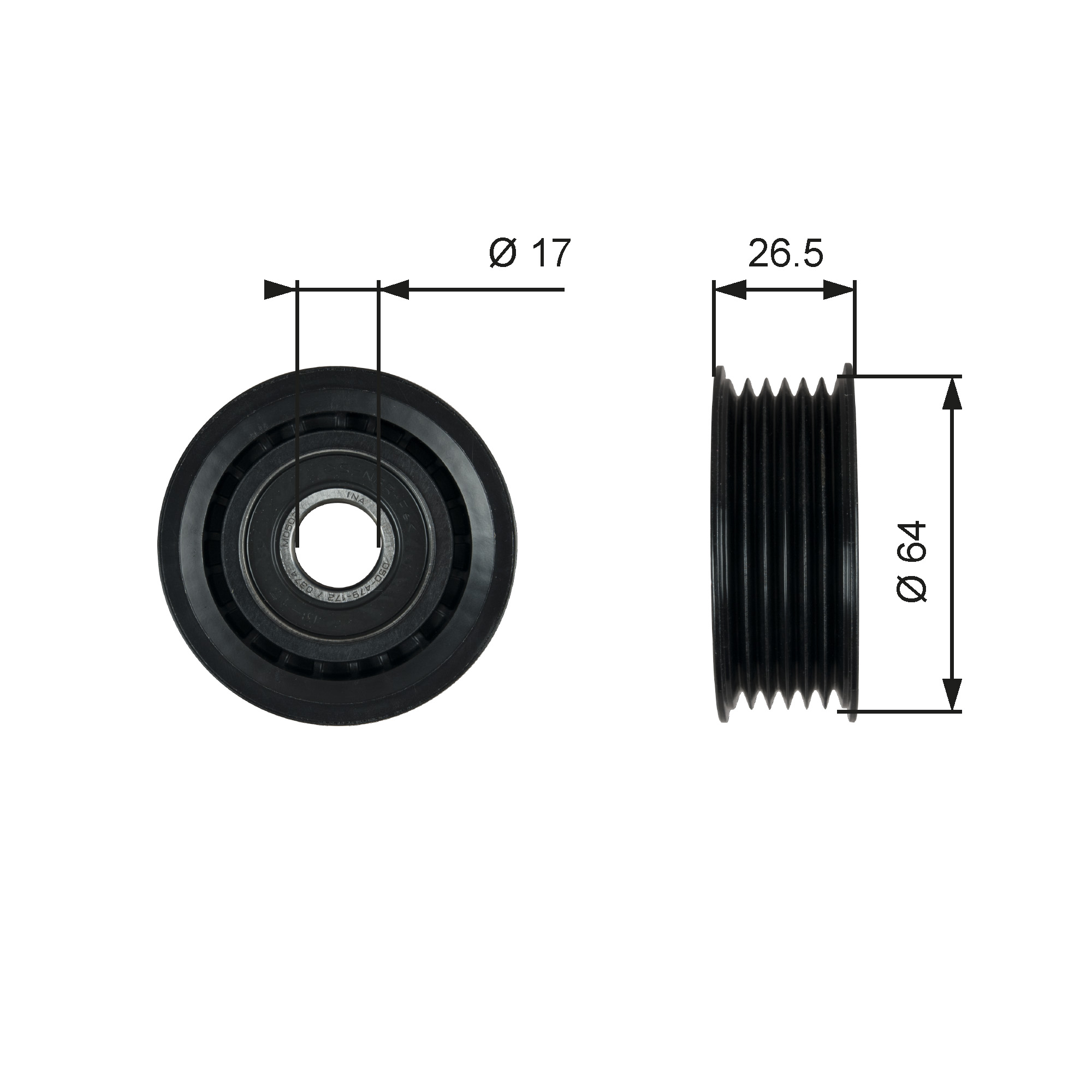 GATES Medløberhjul, multi-V-rem t38099 for MERCEDES-BENZ VW CHRYSLER JEEP RAM FIAT LANCIA KG MOBILITY PORSCHE