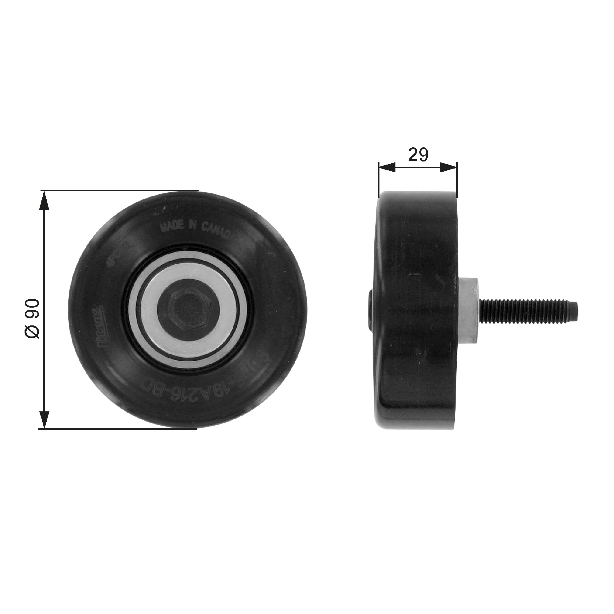 GATES Medløberhjul, multi-V-rem t36089 for FORD