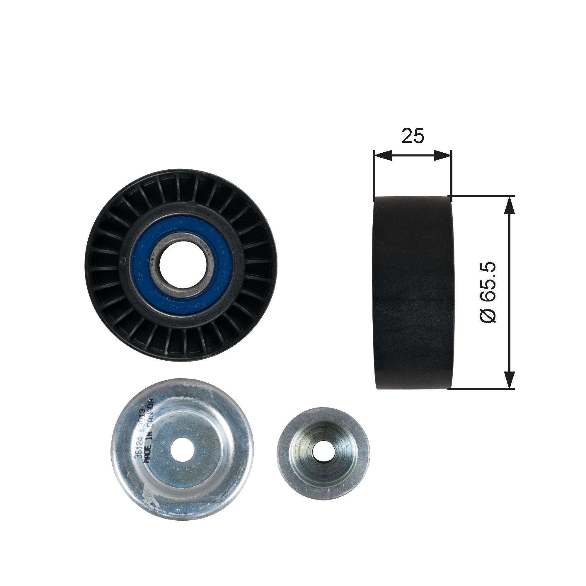 GATES Medløberhjul, multi-V-rem t36124 for FORD PEUGEOT FIAT FORD ASIA & OCEANIA JAGUAR