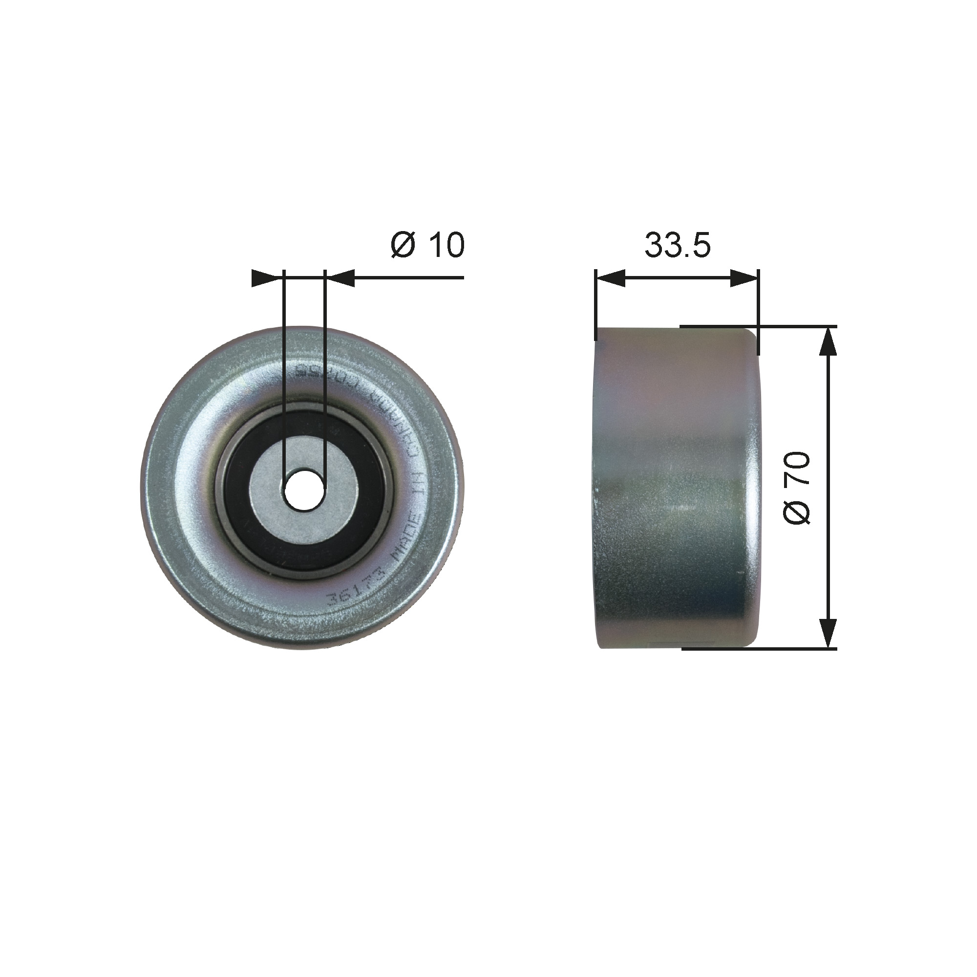 GATES Medløberhjul, multi-V-rem t36173 for LEXUS TOYOTA LOTUS